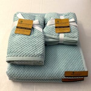 8pc ECOEXISTENCE Bamboo Zero Twist Loops Bath Towel Set - Mystical Blue